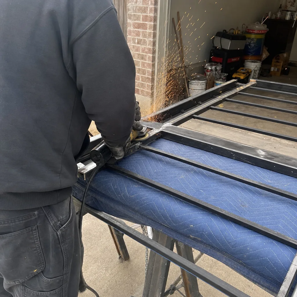Professional welder performing custom gate repair and metal fabrication in Allen, TX